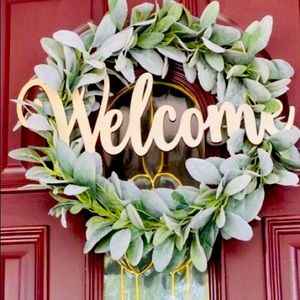 Homemade One of a Kind Lambs Ear Welcome Wreath